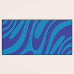 Wavy Loops Retro Contemporary Pop Pattern in Bold Blue Desk Mat Gallery Image 3