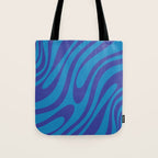 Wavy Loops Retro Contemporary Pop Pattern in Bold Blue Tote Bag Gallery Image 1