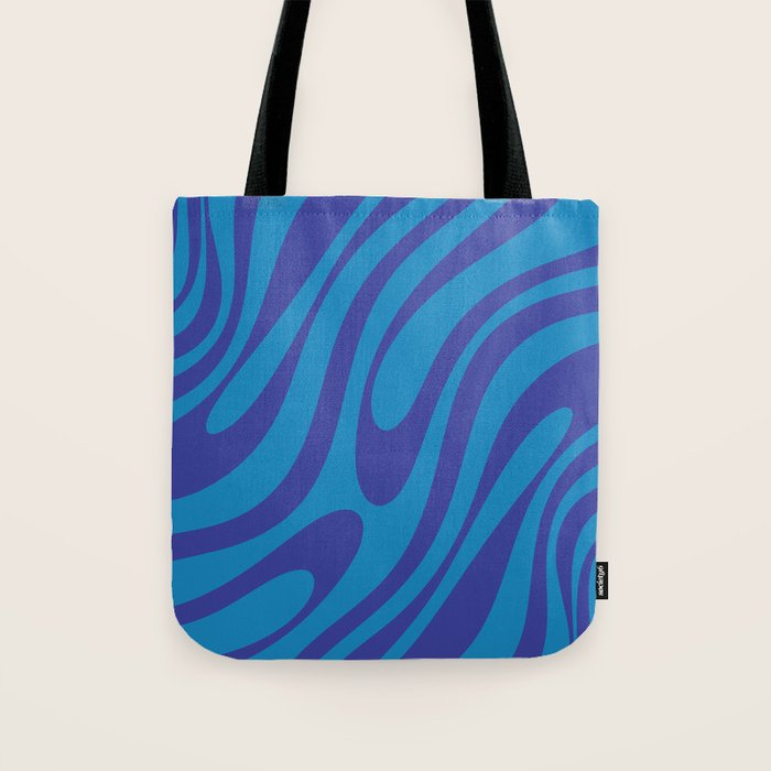 Wavy Loops Retro Contemporary Pop Pattern in Bold Blue Tote Bag Gallery Image 1