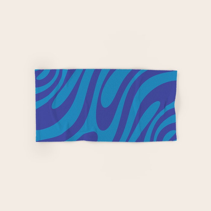 Wavy Loops Retro Contemporary Pop Pattern in Bold Blue Bath Towel Gallery Image 1