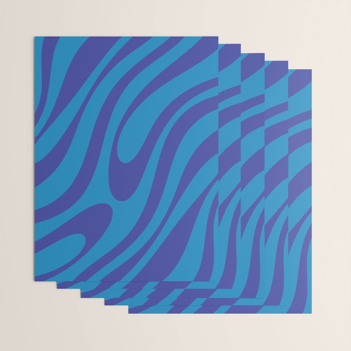 Wavy Loops Retro Contemporary Pop Pattern in Bold Blue Wrapping Paper Gallery Image 3