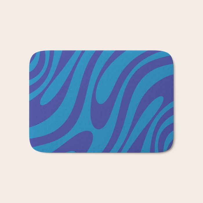 Wavy Loops Retro Contemporary Pop Pattern in Bold Blue Bath Mat Gallery Image 1