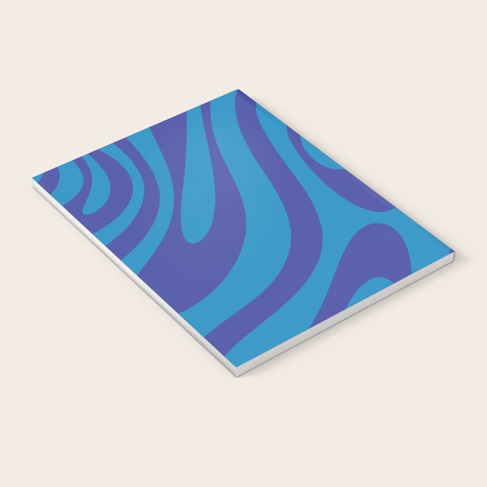 Wavy Loops Retro Contemporary Pop Pattern in Bold Blue Notebook Gallery Image 3