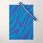 Wavy Loops Retro Contemporary Pop Pattern in Bold Blue Wrapping Paper Gallery Image 1