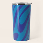Wavy Loops Retro Contemporary Pop Pattern in Bold Blue Travel Mug Gallery Image 1