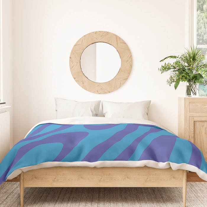 Wavy Loops Retro Contemporary Pop Pattern in Bold Blue Duvet Cover Gallery Image 3