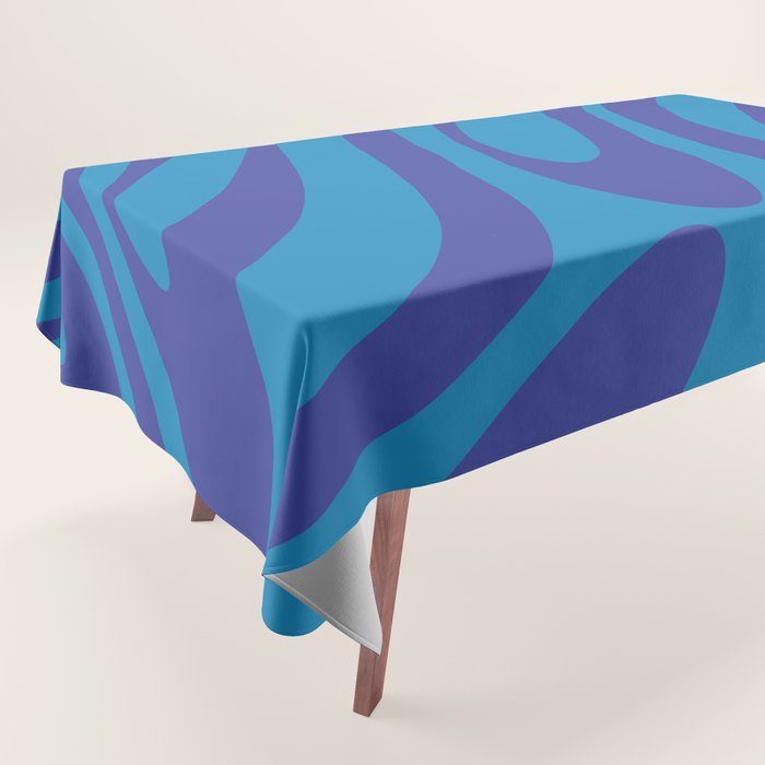 Wavy Loops Retro Contemporary Pop Pattern in Bold Blue Tablecloth Gallery Image 1