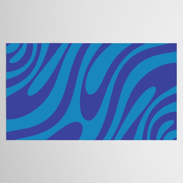 Wavy Loops Retro Contemporary Pop Pattern in Bold Blue Tablecloth Gallery Image 2