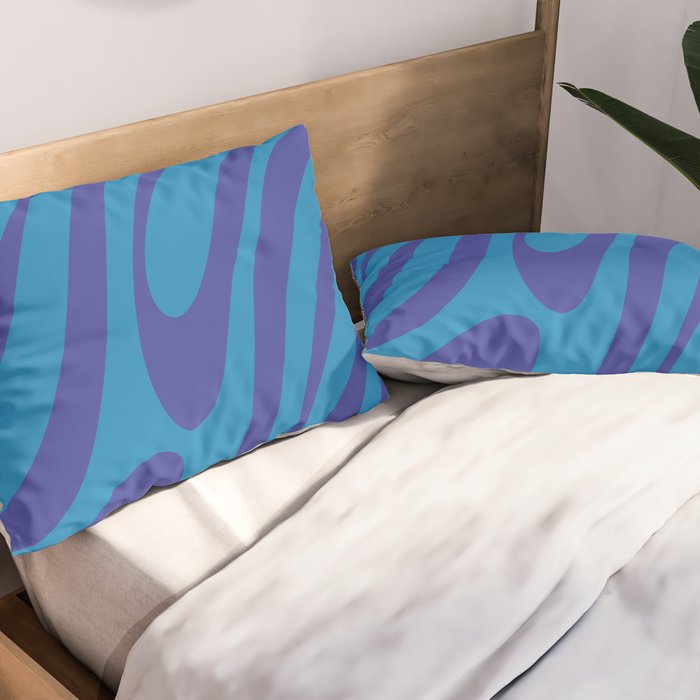 Wavy Loops Retro Contemporary Pop Pattern in Bold Blue Pillow Sham Gallery Image 2