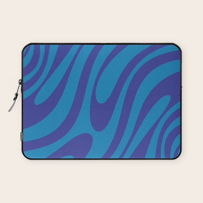 Wavy Loops Retro Contemporary Pop Pattern in Bold Blue Laptop Sleeve Gallery Image 1