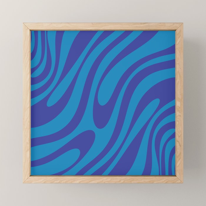 Wavy Loops Retro Contemporary Pop Pattern in Bold Blue Mini Art Print Gallery Image 1