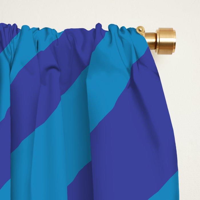 Wavy Loops Retro Contemporary Pop Pattern in Bold Blue Window Curtain Gallery Image 2
