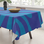 Wavy Loops Retro Contemporary Pop Pattern in Bold Blue Tablecloth Gallery Image 3