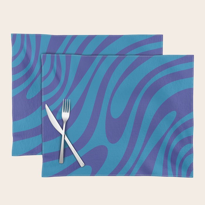 Wavy Loops Retro Contemporary Pop Pattern in Bold Blue Placemat Gallery Image 1