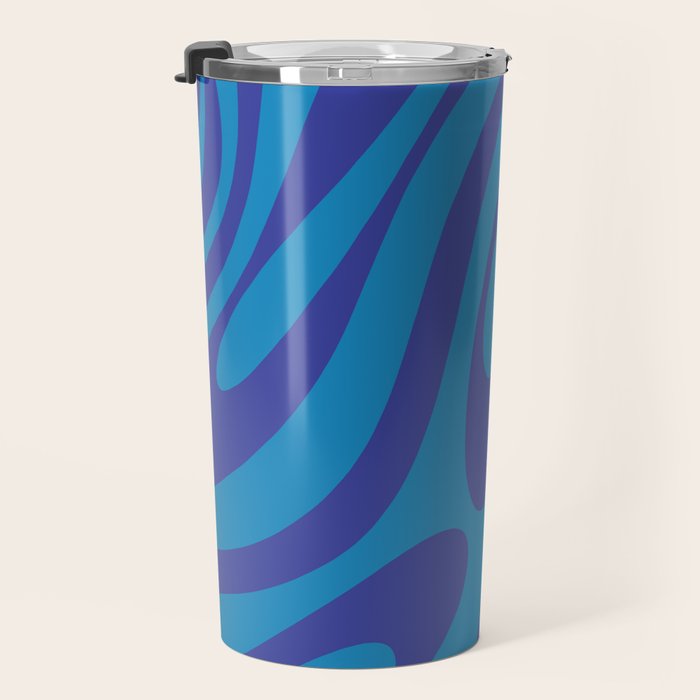 Wavy Loops Retro Contemporary Pop Pattern in Bold Blue Travel Mug Gallery Image 3
