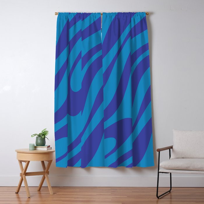 Wavy Loops Retro Contemporary Pop Pattern in Bold Blue Window Curtain Gallery Image 5