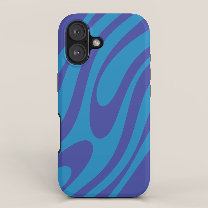 Wavy Loops Retro Contemporary Pop Pattern in Bold Blue iPhone Case Gallery Image 1