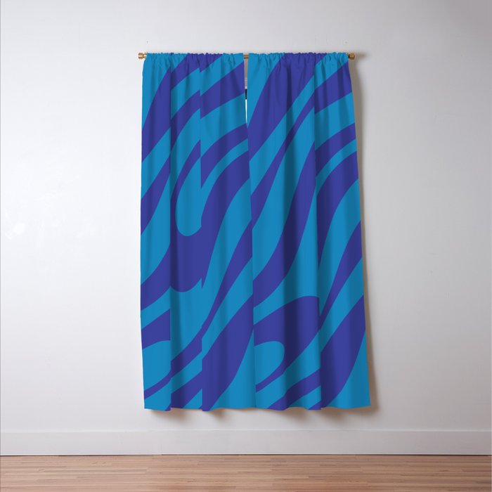 Wavy Loops Retro Contemporary Pop Pattern in Bold Blue Window Curtain Gallery Image 3