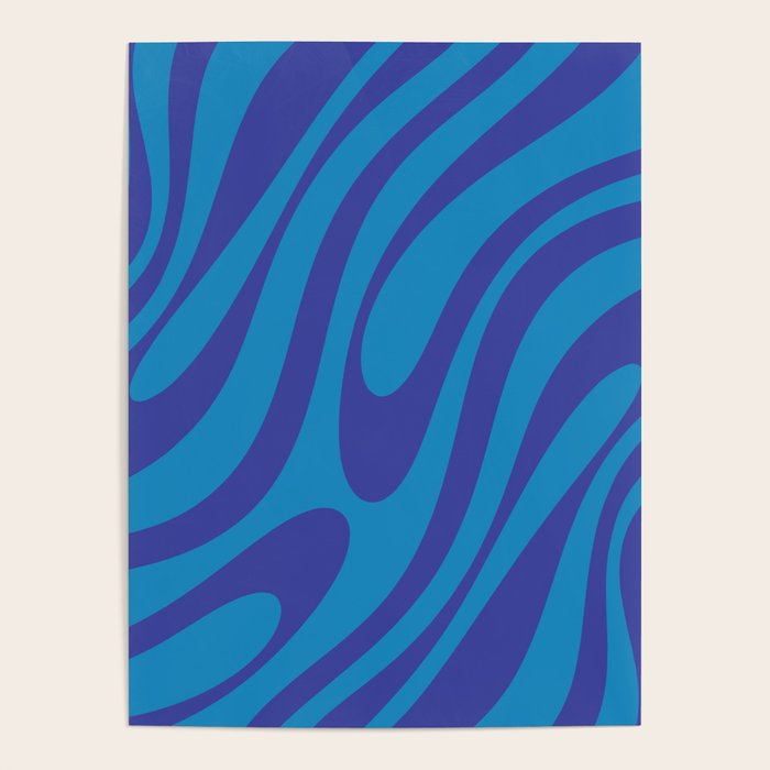 Wavy Loops Retro Contemporary Pop Pattern in Bold Blue Poster Gallery Image 4