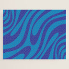 Wavy Loops Retro Contemporary Pop Pattern in Bold Blue Jigsaw Puzzle Gallery Image 1