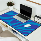 Wavy Loops Retro Contemporary Pop Pattern in Bold Blue Desk Mat Gallery Image 2
