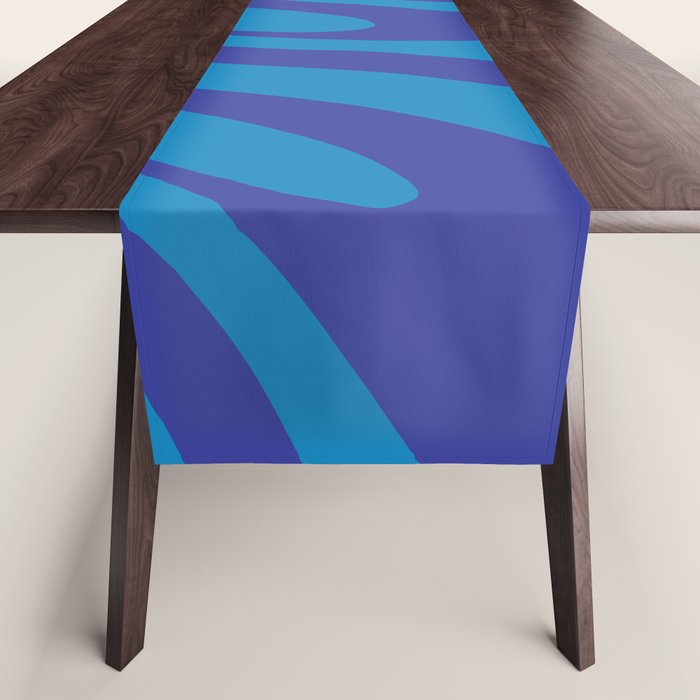 Wavy Loops Retro Contemporary Pop Pattern in Bold Blue Table Runner Gallery Image 1