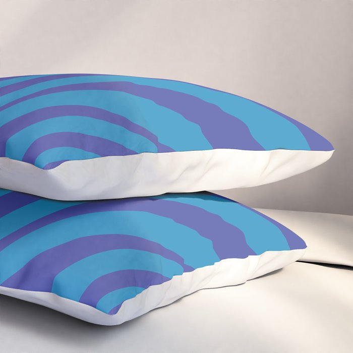 Wavy Loops Retro Contemporary Pop Pattern in Bold Blue Pillow Sham Gallery Image 3