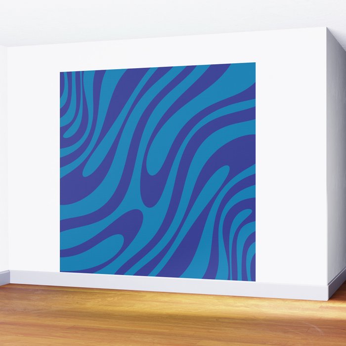 Wavy Loops Retro Contemporary Pop Pattern in Bold Blue Wall Mural Gallery Image 2