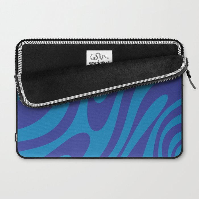 Wavy Loops Retro Contemporary Pop Pattern in Bold Blue Laptop Sleeve Gallery Image 2