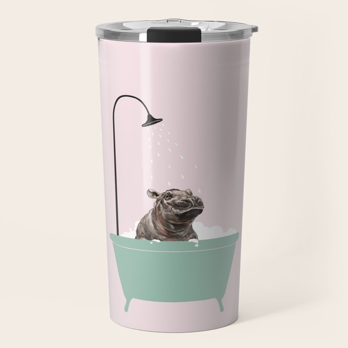Hippo Enjoying Bubble Bath Travel Mug Gallery Image 1