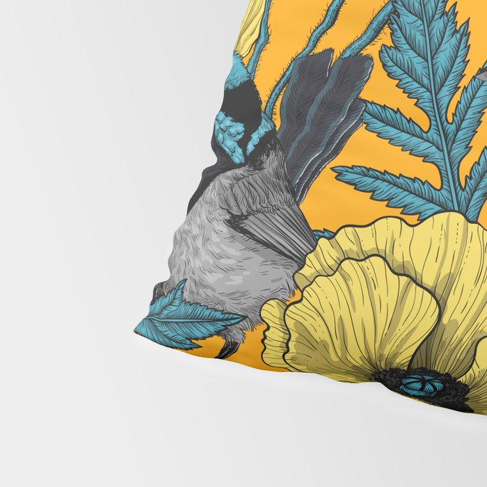 Fairy wren and poppies in yellow Pillow Sham Gallery Image 4