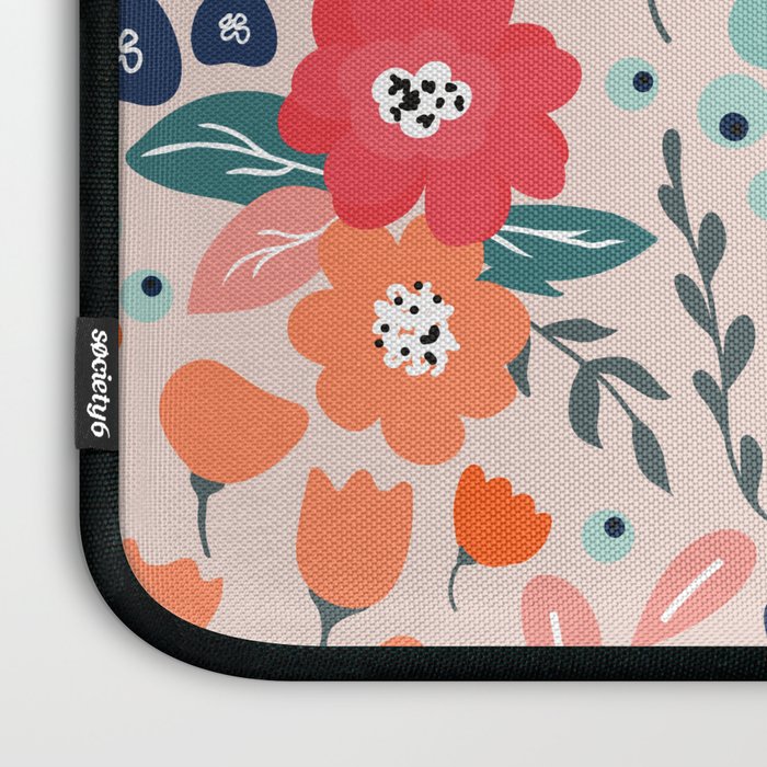 Ditsy Florals, Pink, Orange, Teal, Navy Laptop Sleeve Gallery Image 3