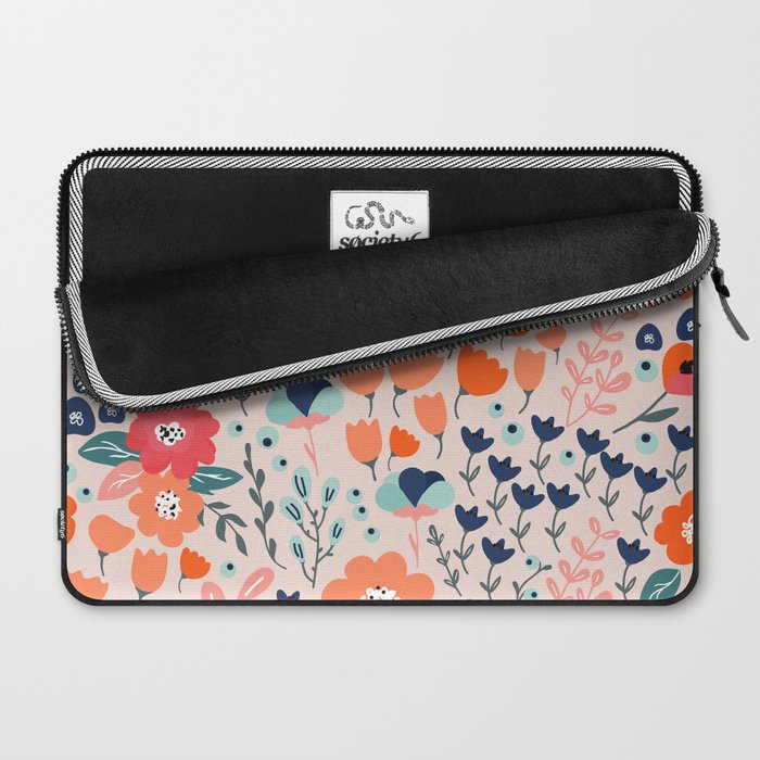 Ditsy Florals, Pink, Orange, Teal, Navy Laptop Sleeve Gallery Image 2