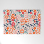 Ditsy Florals, Pink, Orange, Teal, Navy Welcome Mat Gallery Image 1