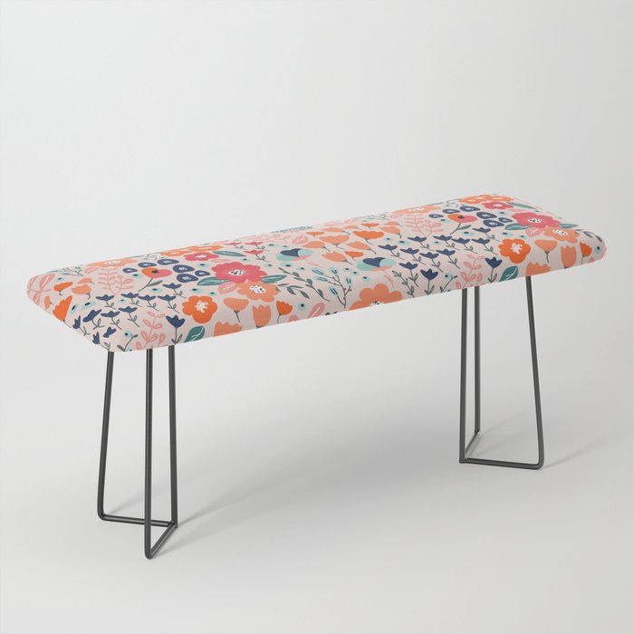 Ditsy Florals, Pink, Orange, Teal, Navy Bench Gallery Image 1