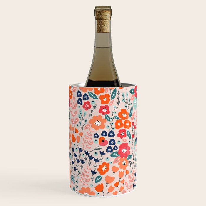 Ditsy Florals, Pink, Orange, Teal, Navy Wine Chiller Gallery Image 3