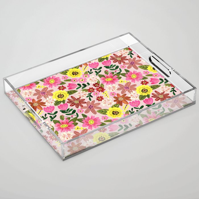 Spring flower pattern Acrylic Tray Gallery Image 1