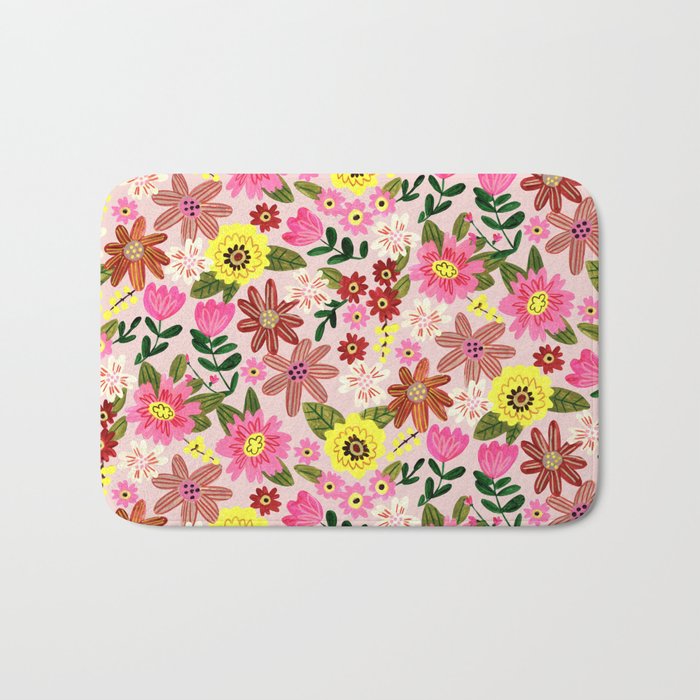 Spring flower pattern Bath Mat Gallery Image 1