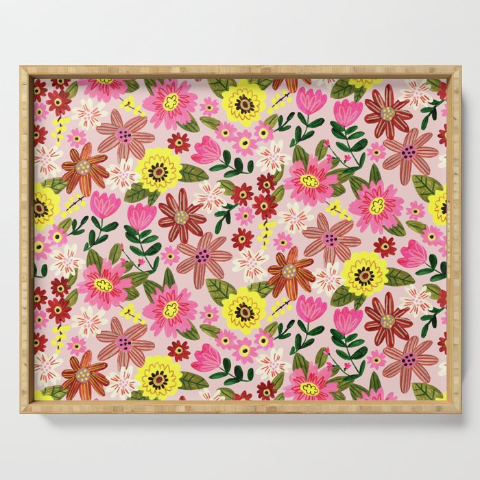 Spring flower pattern Serving Tray Gallery Image 1