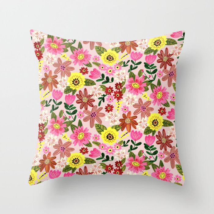 Spring flower pattern Throw Pillow Gallery Image 1