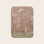 Vintage chinoiserie birds and japanese blossom trees on terracotta Bath Mat Gallery Image 1