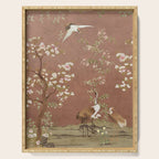 Vintage chinoiserie birds and japanese blossom trees on terracotta Serving Tray Gallery Image 1