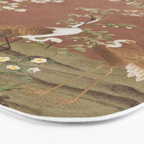 Vintage chinoiserie birds and japanese blossom trees on terracotta Bath Mat Gallery Image 3