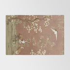 Vintage chinoiserie birds and japanese blossom trees on terracotta Rug Gallery Image 2