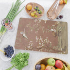 Vintage chinoiserie birds and japanese blossom trees on terracotta Cutting Board Gallery Image 2