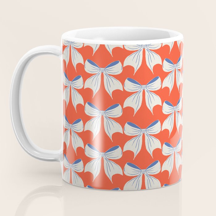 Bold Red and White Bow Pattern  A Striking Design Coffee Mug Gallery Image 3