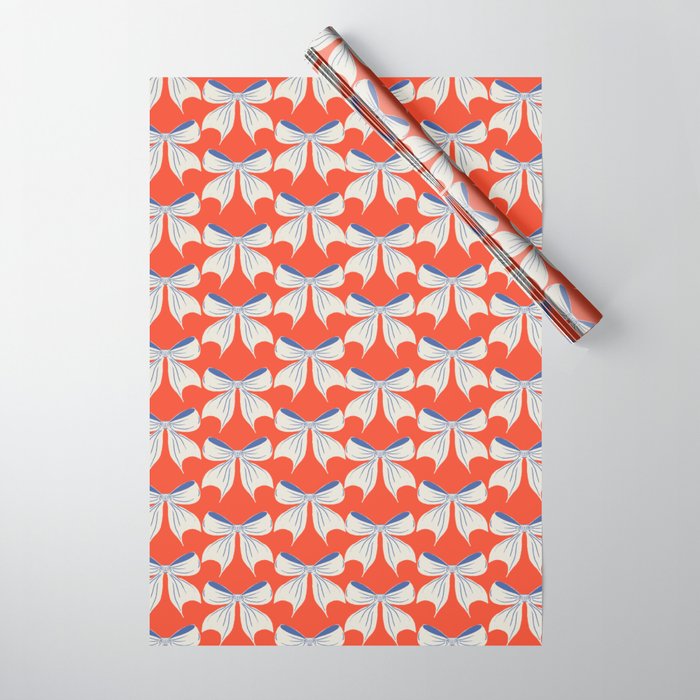 Bold Red and White Bow Pattern  A Striking Design Wrapping Paper Gallery Image 1