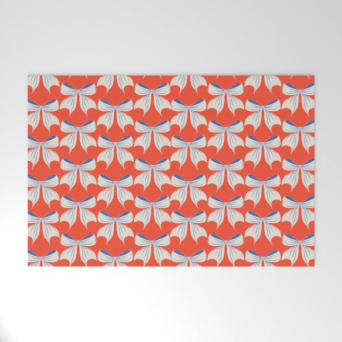 Bold Red and White Bow Pattern  A Striking Design Welcome Mat Gallery Image 1