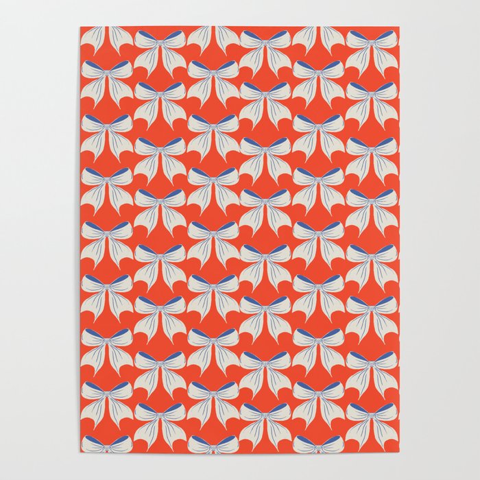 Bold Red and White Bow Pattern  A Striking Design Poster Gallery Image 1