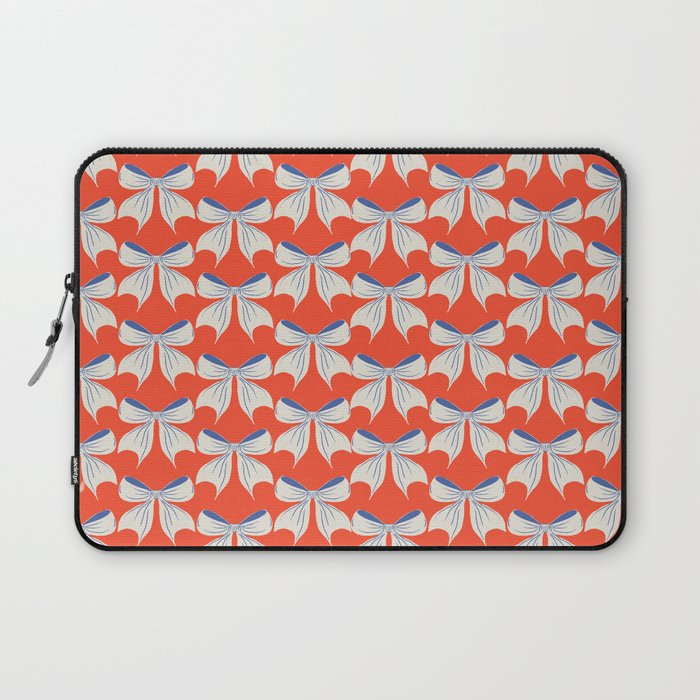 Bold Red and White Bow Pattern  A Striking Design Laptop Sleeve Gallery Image 1
